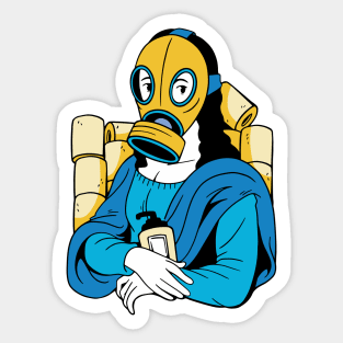 Covid Mona Lisa with Gas Mask, Toilet Paper & Hand Sanitizer Sticker